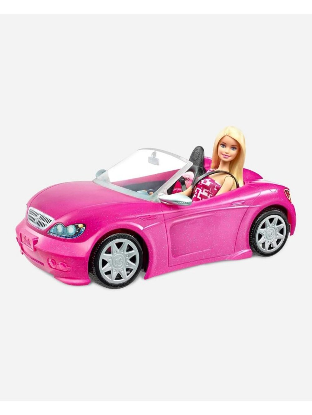 Sparkly Pink Convertible Car Playset with Fashion Doll in Sundress & Sunglasses